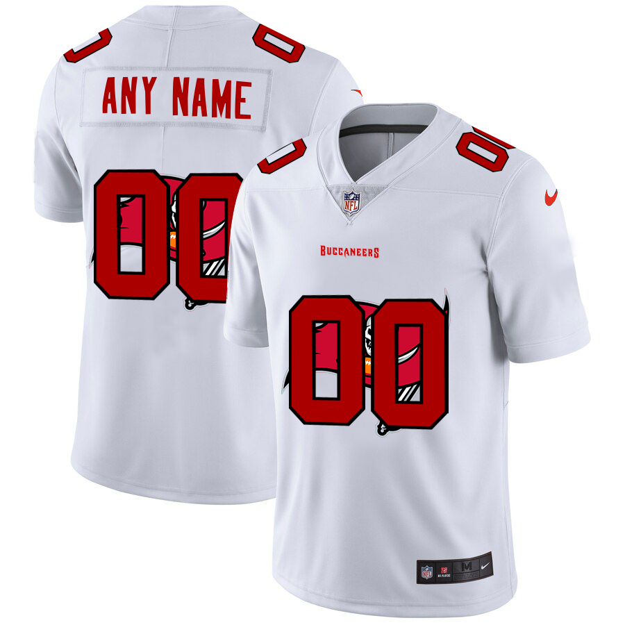 Wholesale Tampa Bay Buccaneers Custom White Men Nike Team Logo Dual Overlap Limited NFL Jersey->customized nfl jersey->Custom Jersey